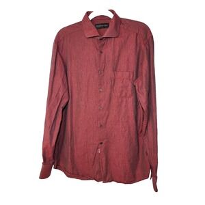Walker Brothers Mens Wine Button Up Long Sleeve Shirt Italy Iridescent Sz Large